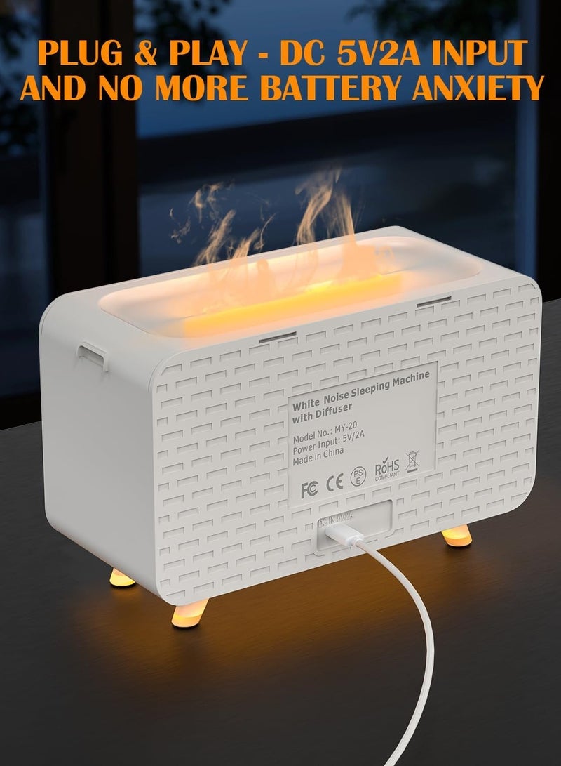 بلو فاير آلة ضوضاء بيضاء 3 في 1 مع مرطب ومنارة ليلية – 8 أصوات مهدئة، تشغيل عبر USB، معطر جو بزيت عطري، إيقاف تلقائي، مؤقت قابل للتعديل (30/60/120 دقيقة)، إضاءة ليلية ب3 مستويات لعلاج النوم للرضع والكبار - Image 3
