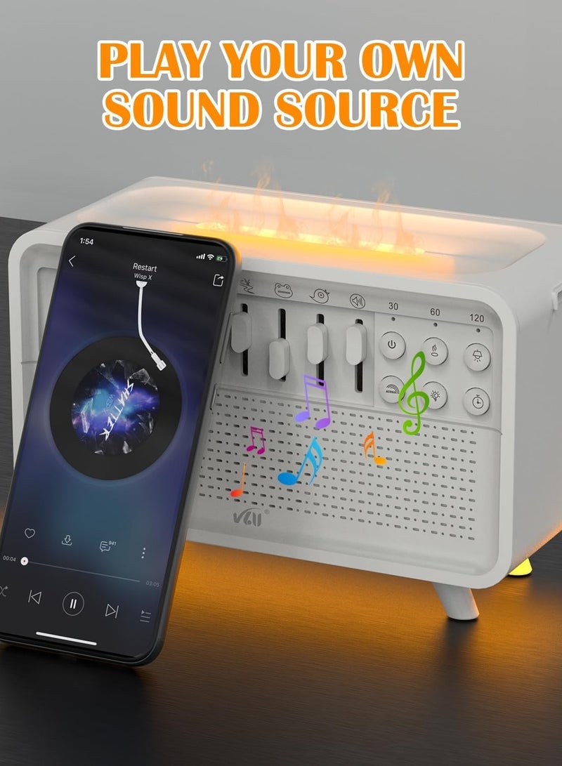 بلو فاير آلة ضوضاء بيضاء 3 في 1 مع مرطب ومنارة ليلية – 8 أصوات مهدئة، تشغيل عبر USB، معطر جو بزيت عطري، إيقاف تلقائي، مؤقت قابل للتعديل (30/60/120 دقيقة)، إضاءة ليلية ب3 مستويات لعلاج النوم للرضع والكبار - Image 5