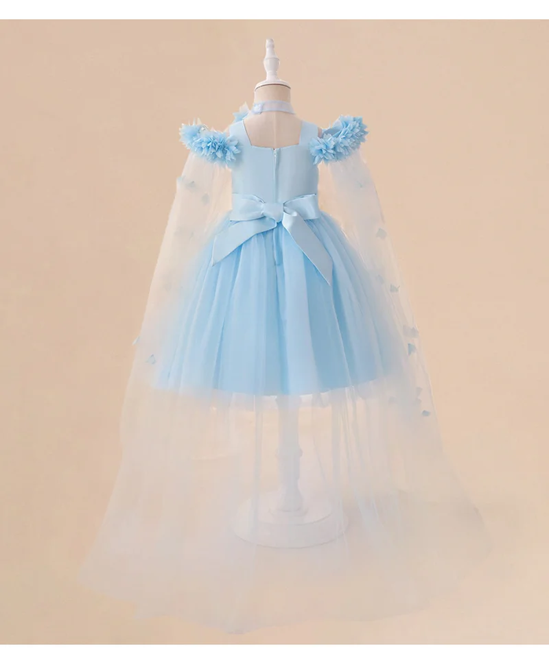 مارك وميا فستان مارك وميا مكشوف الكتفين مزين بفيونكة وزهور - أزرق