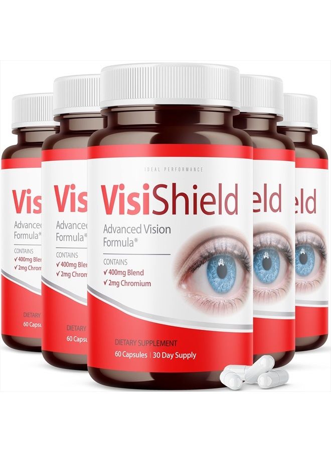 IDEAL PERFORMANCE (5 Pack) Visishield Advanced Vision Formula for Eyes Supplement Pills Vitamins (300 Capsules)  - Image 1