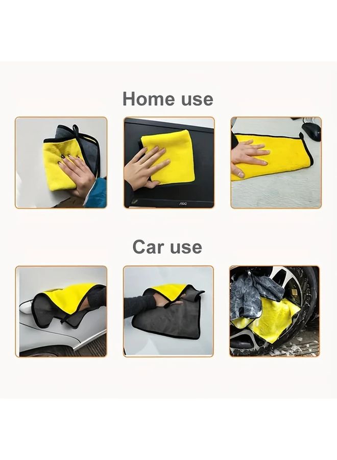 10 Pieces Yellow Ultra Soft Microfiber Car Wash Towels Absorbent Reusable Dual Sided Cloth for Washing Drying Cars Kitchen and Home Use - Image 5