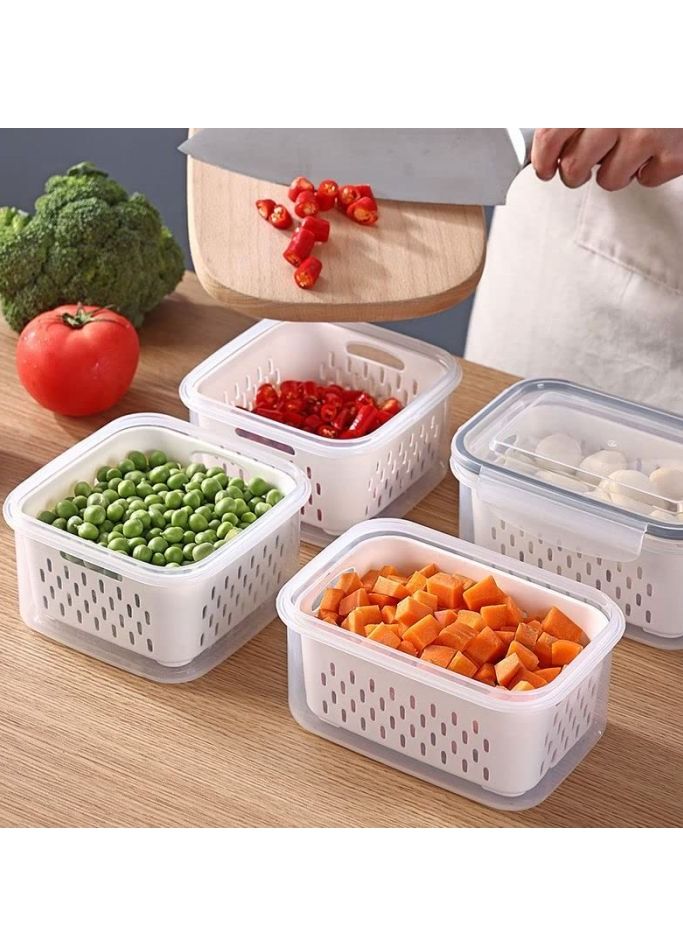 Cool Baby COOLBABY Fresh Vegetable Fruit Storage Container BPA Free Refrigerator Storage Container Zoned Salad Container Refrigerator Organizer for Storing Fruits and Vegetables White Large Size - Image 3