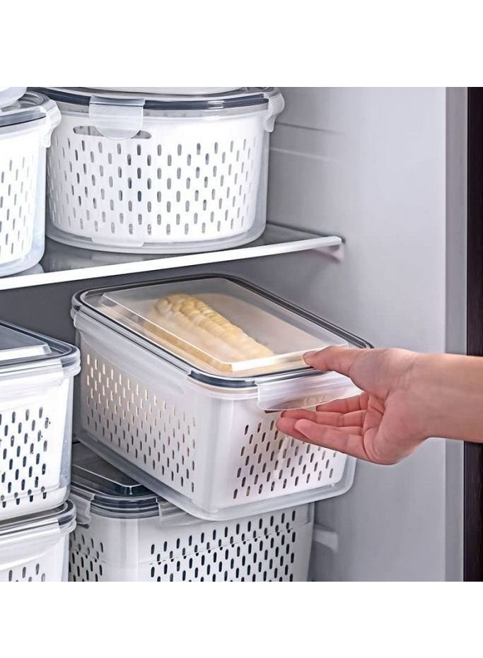 Cool Baby COOLBABY Fresh Vegetable Fruit Storage Container BPA Free Refrigerator Storage Container Zoned Salad Container Refrigerator Organizer for Storing Fruits and Vegetables White Large Size - Image 4