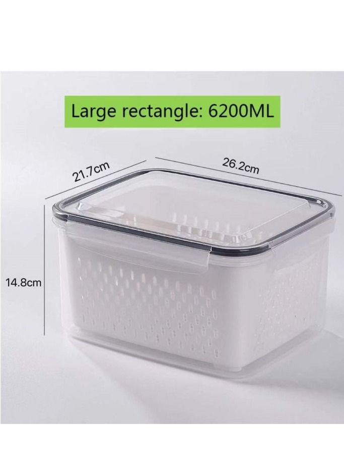 Cool Baby COOLBABY Fresh Vegetable Fruit Storage Container BPA Free Refrigerator Storage Container Zoned Salad Container Refrigerator Organizer for Storing Fruits and Vegetables White Large Size - Image 5