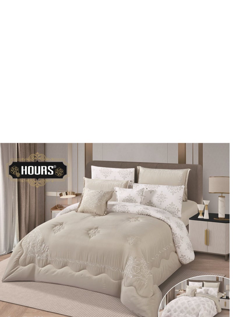 Hours Double-sided embroidered microfiber Nafrons bedspread - 4 pieces  - Image 1