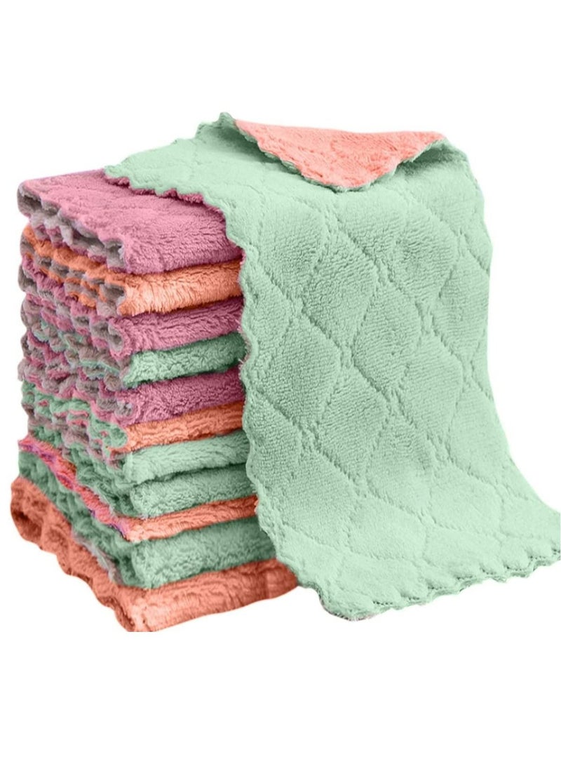 Rubik قطعة قماش تنظيف من الألياف الدقيقة، 12 قطعة، مقاس 25×15 سم، مناشف أطباق سريعة الجفاف، امتصاص قوي للمياه وإزالة الزيوت والغبار للاستخدام المنزلي والمطبخ والطهي وغسيل السيارات والحمام - Image 1