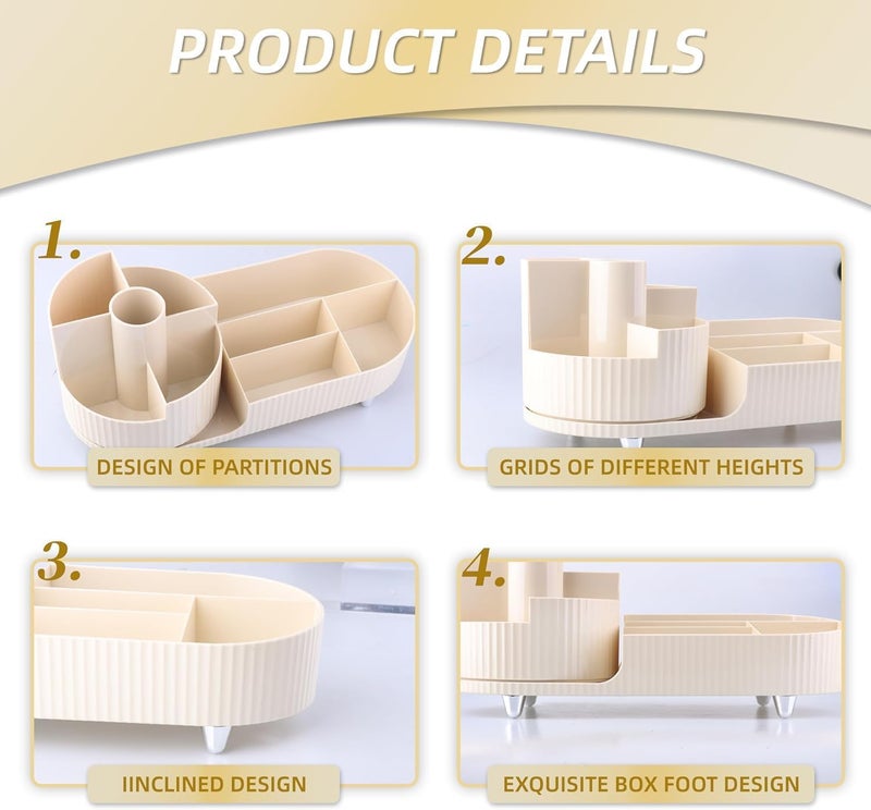 Deoxys Makeup Organizer Countertop,360° Rotating Makeup Brush Holder Organizer,Large Capacity Cosmetic Display Case with Drawers,Makeup Storage Organizer for Vanity,Desktop,Bathroom - Image 5