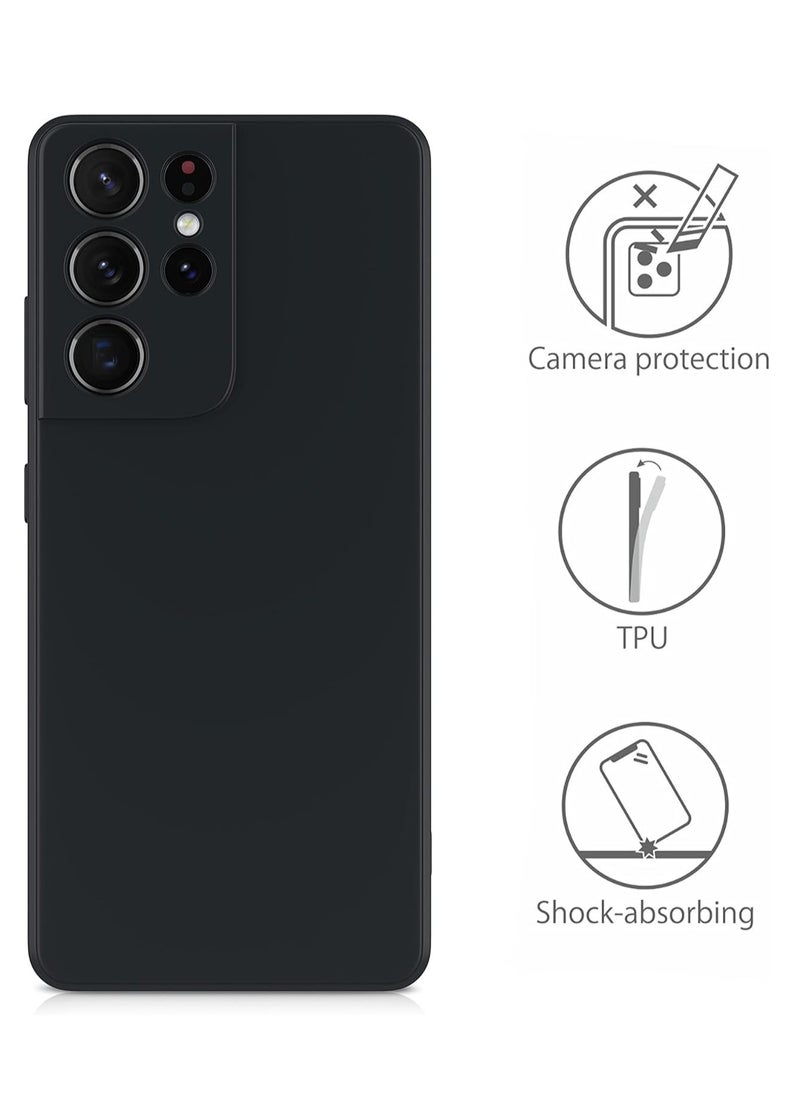 MIGOFAST - Samsung Galaxy S21 Ultra Soft Silicone Gelly Rubber Cover Shockproof Matte Finish Back Cover Inner Fabric Lining with Camera Protection Case for Galaxy S21 Ultra Black - Image 1