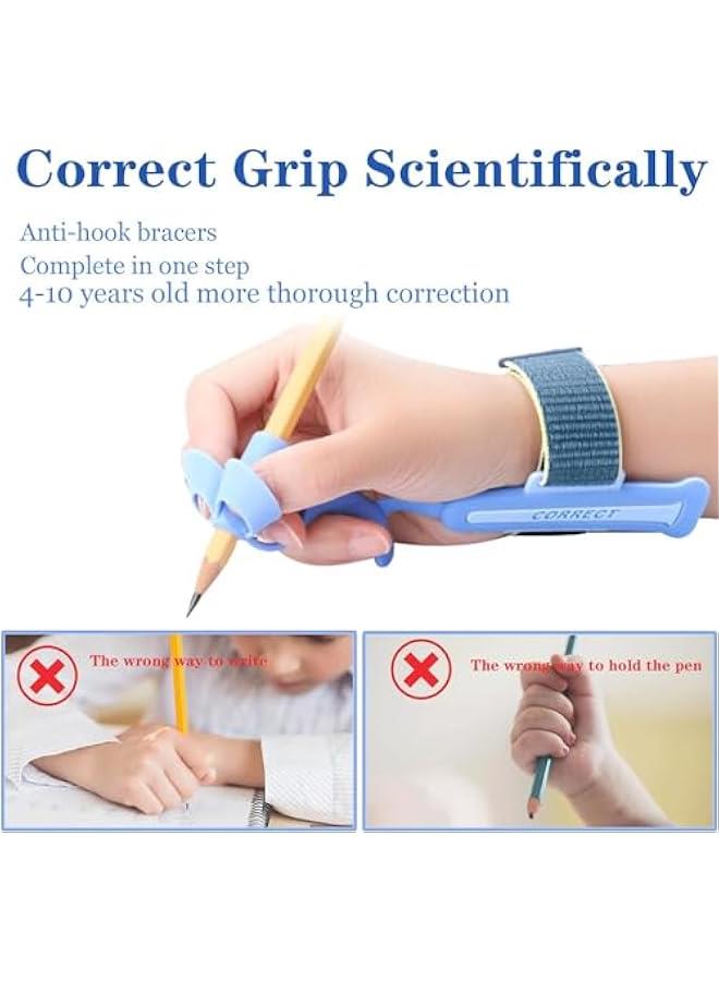 هوكور مقبض قلم رصاص، مقبض قلم للاطفال بعمر 3-9 سنوات، ادوات مساعدة على الكتابة اليدوية للاطفال، ادوات تصحيح الوضعية لقلم التدريب، قطعة واحدة - ازرق - Image 3