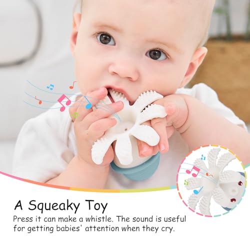 Mombella Baby Teether Teething Toys for Babies 3-12 Months, Fun Baby Teething Toys for Infant 12-18 Months, Mombella Octopus Teethers 6 Month Old, Silicone Comfort Chewing Toy for Kids, Iron Green - Image 3
