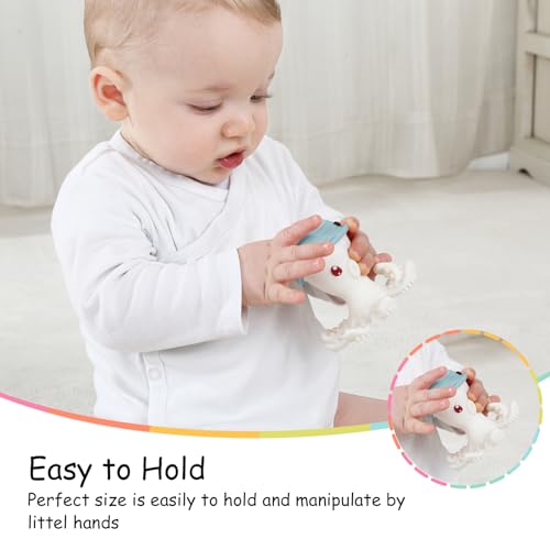 Mombella Baby Teether Teething Toys for Babies 3-12 Months, Fun Baby Teething Toys for Infant 12-18 Months, Mombella Octopus Teethers 6 Month Old, Silicone Comfort Chewing Toy for Kids, Iron Green - Image 2