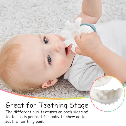 Mombella Baby Teether Teething Toys for Babies 3-12 Months, Fun Baby Teething Toys for Infant 12-18 Months, Mombella Octopus Teethers 6 Month Old, Silicone Comfort Chewing Toy for Kids, Iron Green - Image 4