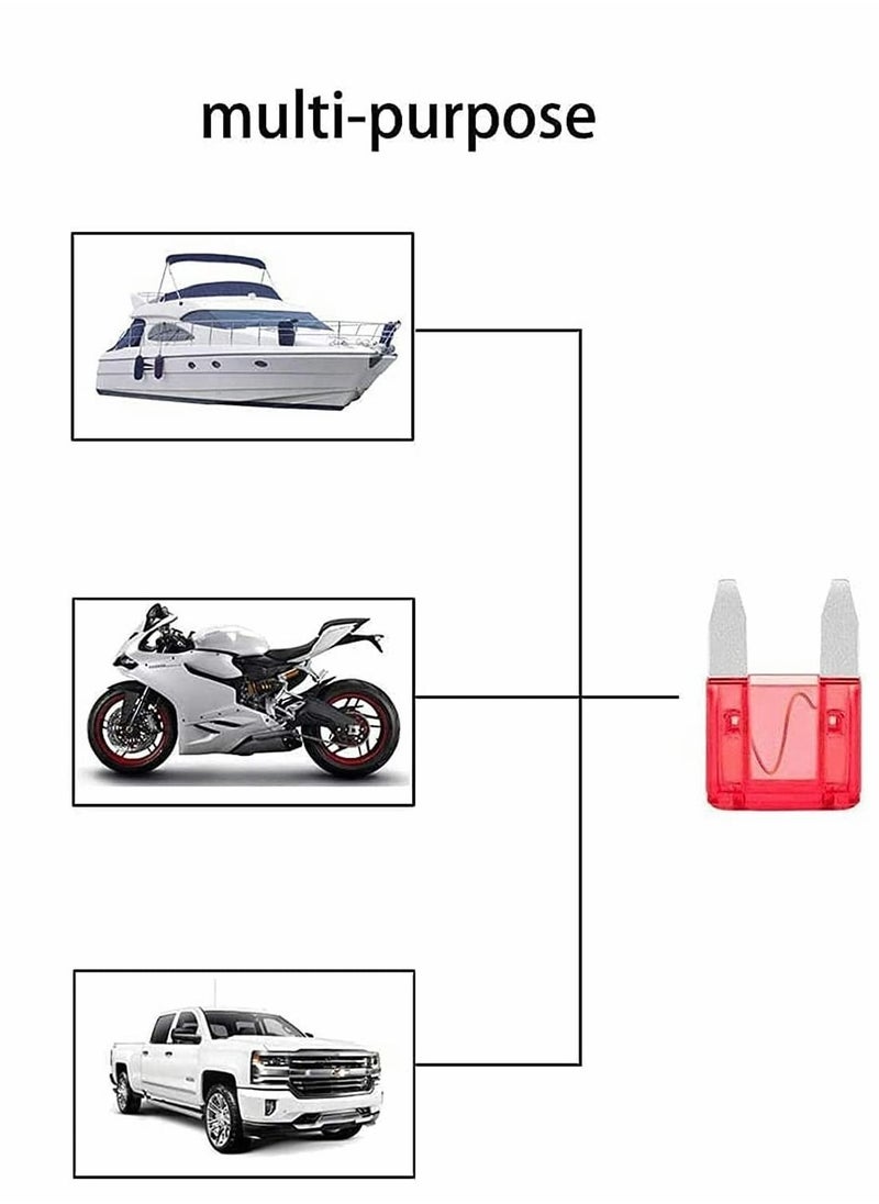 Y&D - 100 Pack Auto Fuses, V Tip Small Insert Mini Plug Fuse, 10 AMP APM/ATM 32 Blade Style Fuses A Short Circuit Protection Car Fuse Environmentally Friendly - Image 1