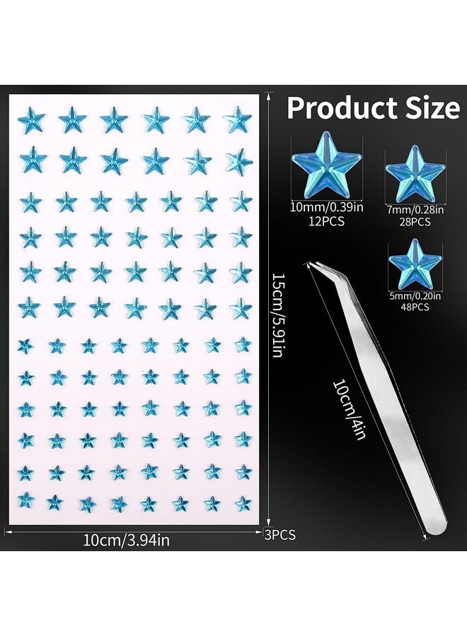 MANGOIT 264pcs Star Gem Stickers Rhinestones for Crafts - Self Adhesive Jewels Sticker, Acrylic Gems DIY Craft Decorative Diamond Sticker, Small Stickers for Kids (264pcs-5/7/10mm-blue) - Image 2