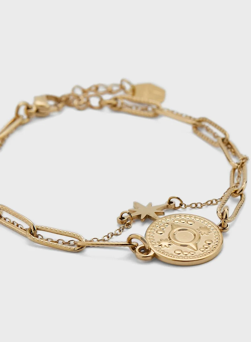 Lady Mauve Lovika Gold Double Eye Star Bracelet