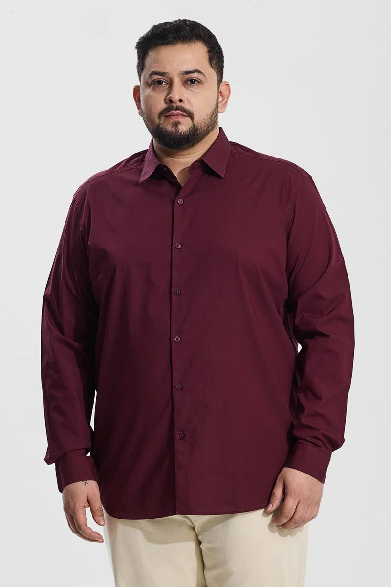 SNITCH Maroon Regular Fit Plus Size Shirt