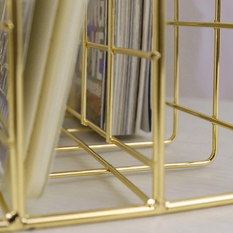 CentraLit Organizer Magazine File Holder Modern Desk, 3 Slot Modern Magazine Holder Stand for Table Office Desk Home File Stand Decor File Storage for Office (Gold) - Image 3