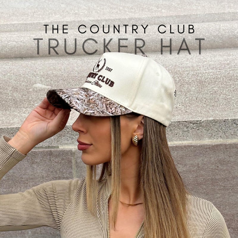CITRUSY Vintage Western Trucker Hat | Men & Women | Embroidered Trendy Caps | Country Cute Hats for Cowgirls & Cowboys | Camo Denim Cotton Styles | Snapback Hat (Country Club | Camo) - Image 4