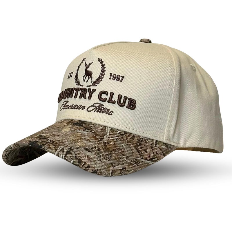 CITRUSY Vintage Western Trucker Hat | Men & Women | Embroidered Trendy Caps | Country Cute Hats for Cowgirls & Cowboys | Camo Denim Cotton Styles | Snapback Hat (Country Club | Camo) - Image 1