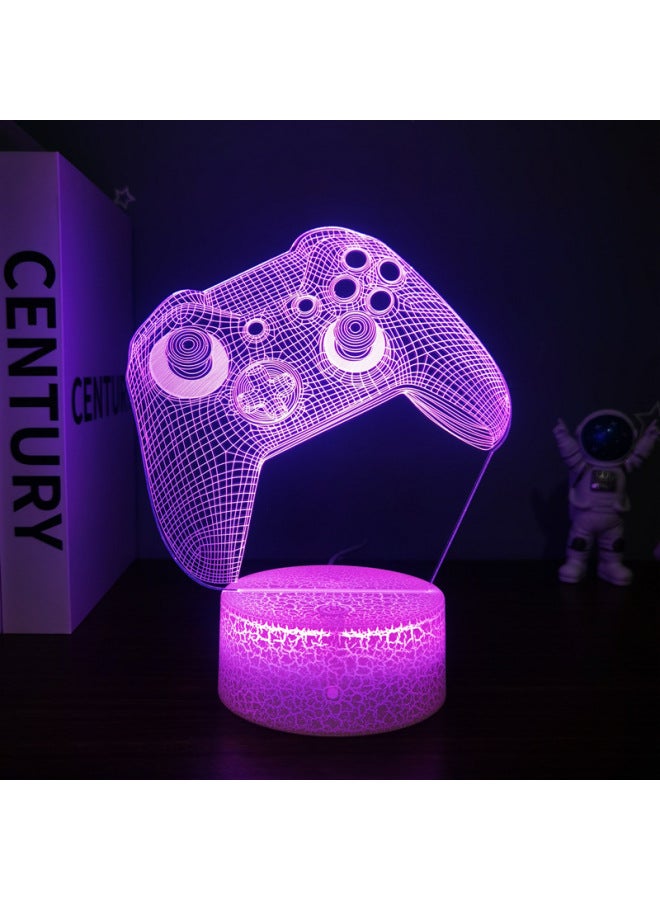 3D Night Light Game Handle Headset Series Creative Atmosphere USB Table Lamp Gift Lamp Gift XBOX-Color:Gamepad -2-Dimensions:Charging Base: Touch +16 Color Remote Control - Image 1