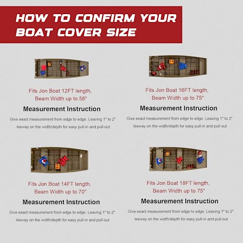 GOODSMANN Jon Boat Cover Waterproof Heavy Duty Marine Grade UV Resistant Trailerable Boat Cover with Adjustable Straps Gray Fits 14ft Length Beam Width to 70'' for Jon Boat - Image 4