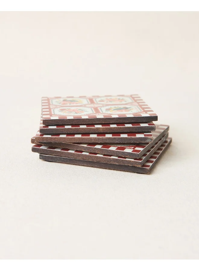 تشامباك Monal Wooden Coasters - Set of 6, 4" | Kashmir Trails