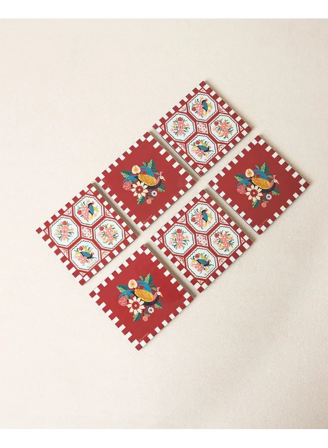 Chumbak Monal Wooden Coasters - Set of 6, 4" | Kashmir Trails
