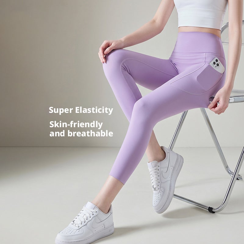 High-Waist Yoga Leggings with Butt Lift, Tummy Control, Seamless, 7/8/9 Length, Solid Colors - Image 2