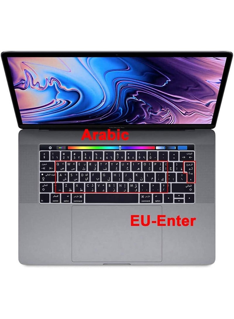 AMM Ultra Thin Arabic Premium Silicone Skin Keyboard Protector for Apple MacBook Pro with Touch Bar 13" 15" Model A1706/A1707/A1989/A1990/A2159 Release 2016/2017/2018/2019 UK Layout Black - Image 3
