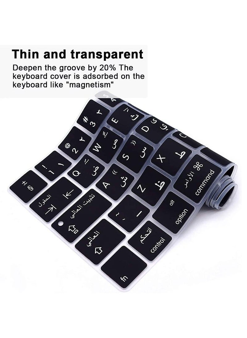 AMM Ultra Thin Arabic Premium Silicone Skin Keyboard Protector for Apple MacBook Pro with Touch Bar 13" 15" Model A1706/A1707/A1989/A1990/A2159 Release 2016/2017/2018/2019 UK Layout Black - Image 5