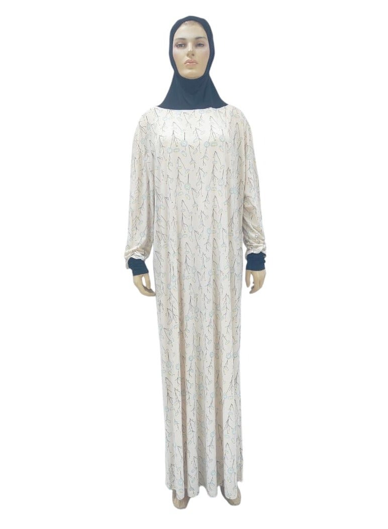 Dee's Fashion Women's printed Prayer Gown, Full Length Modest Islamic Robe, Long Sleeves, Comfortable and Elegant  - Image 3