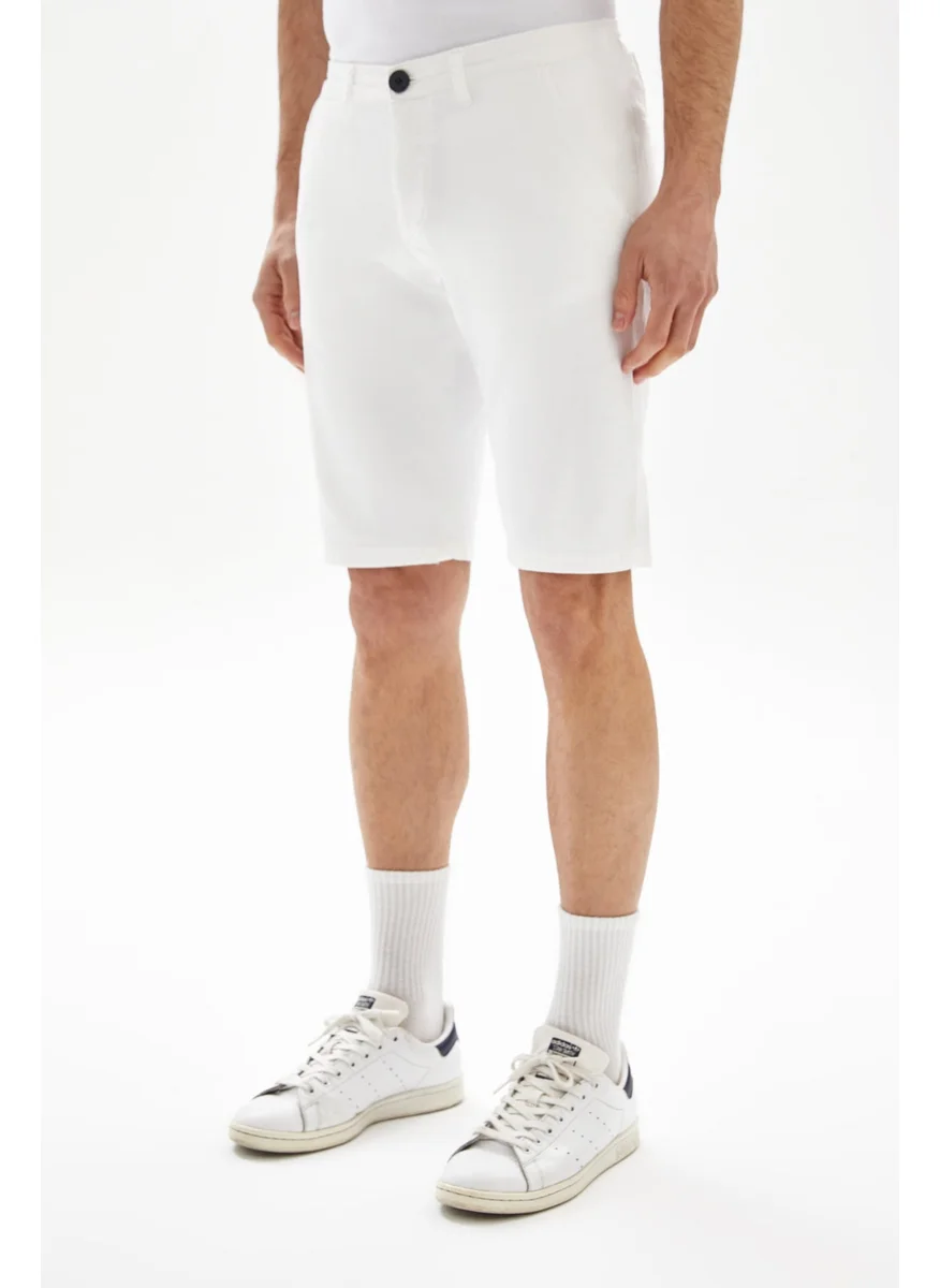 Wecre8 White Classic Slim Shorts By WECRE8