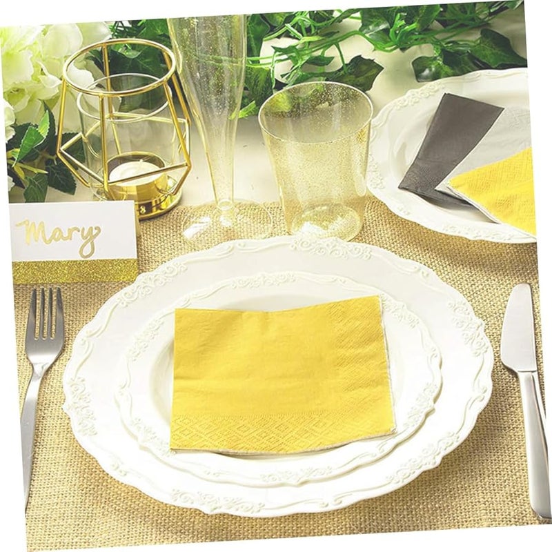 Yellow Disposable Paper Napkins 80 Count Thick Birthday Party Table Decoration Supplies - Image 5