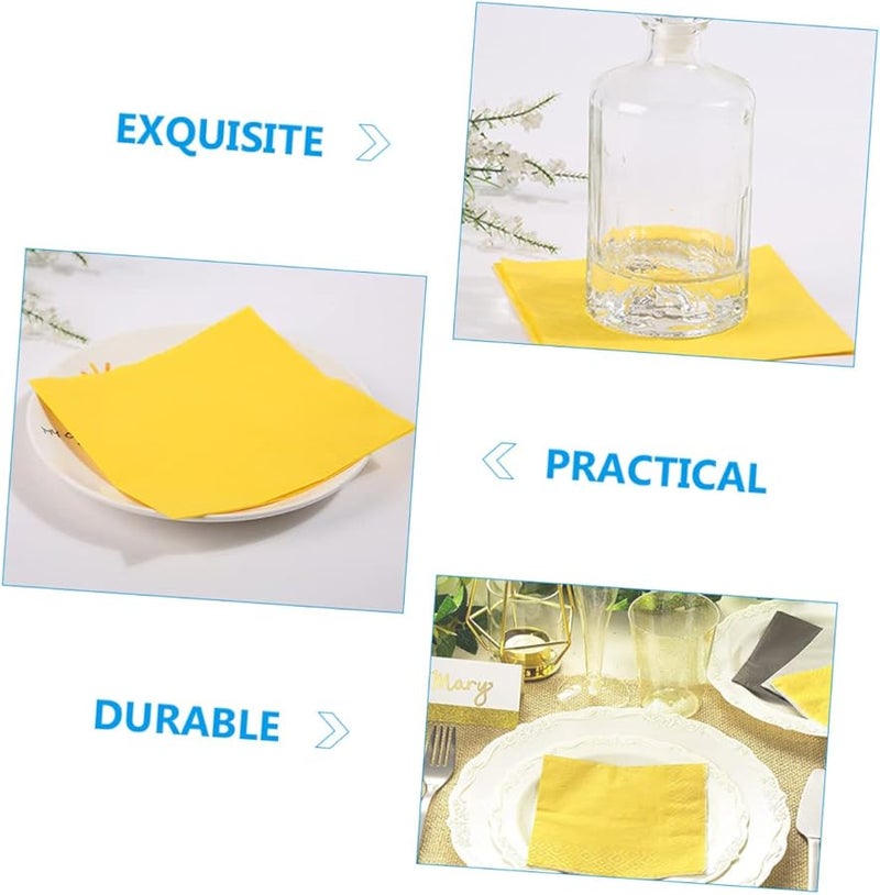 Yellow Disposable Paper Napkins 80 Count Thick Birthday Party Table Decoration Supplies - Image 4