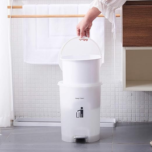 RELEMTRA Universal Trash Can Lid 9Ltr Garbage Can Plastic Nonslip Pedal Dust Bin Trash Can for Home Commercial Kitchen Garden Waste Bin for Bedroom - Image 3