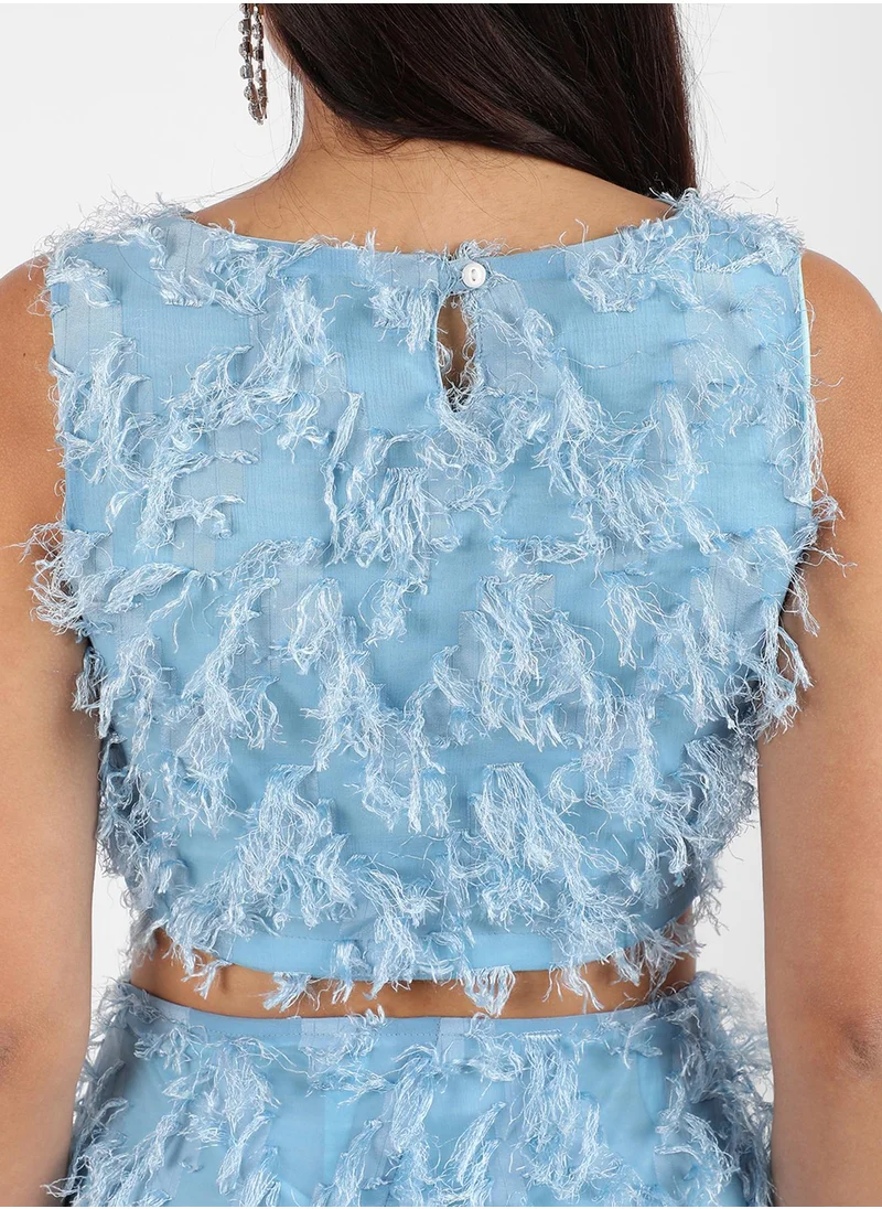 PINACOLADA Women's Light Blue All-Around Tassel Co-Ord Set