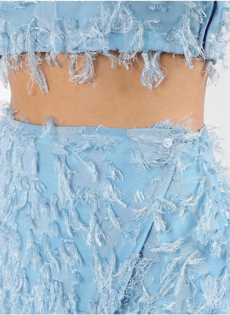 PINACOLADA Women's Light Blue All-Around Tassel Co-Ord Set