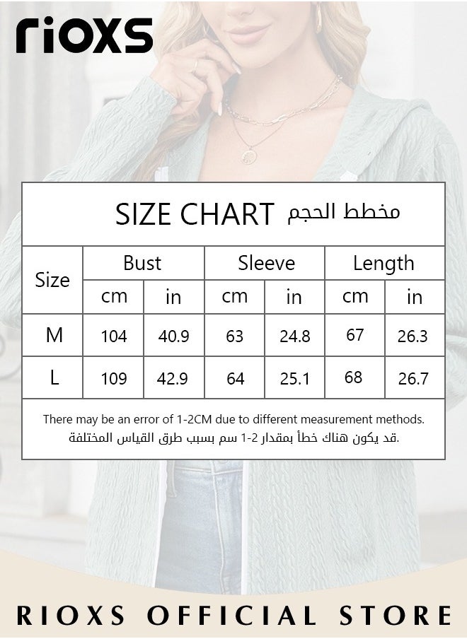 RIOXS - Women's Zip-up Cardigan, Stylish Long Sleeve Hoodies with Special Texture, Comfortable Casual Coat with 2 Front Pockets, Suitable for Casual Occasions - Image 1