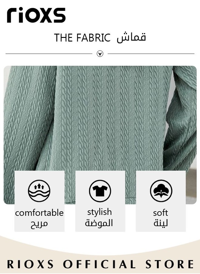 RIOXS - Women's Zip-up Cardigan, Stylish Long Sleeve Hoodies with Special Texture, Comfortable Casual Coat with 2 Front Pockets, Suitable for Casual Occasions - Image 1