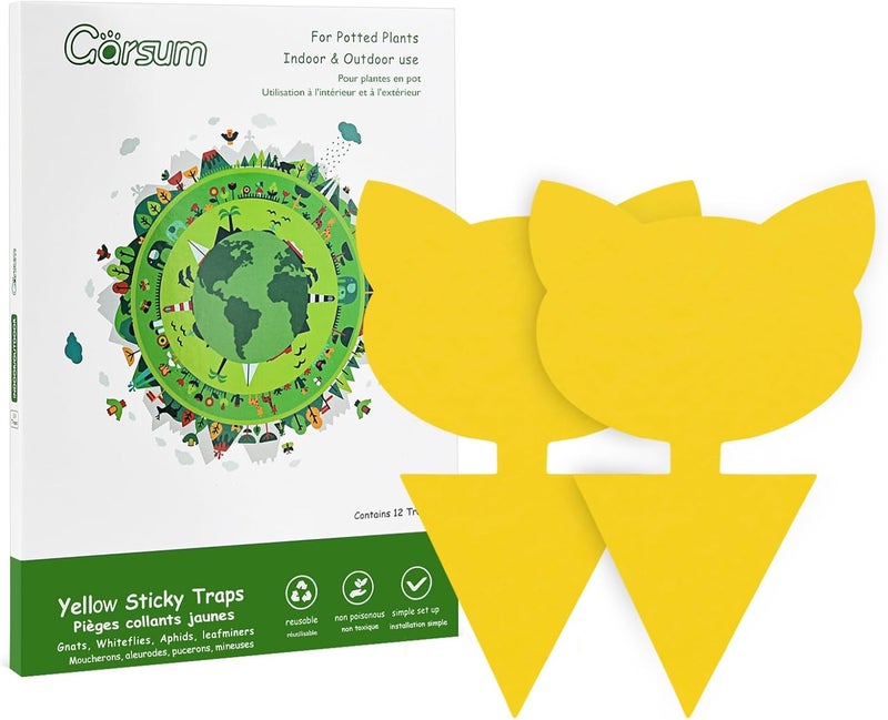 Garsum Fruit Fly Trap Yellow Sticky Fungus Gnat Killer for Indoor and Outdoor Plant - Image 1