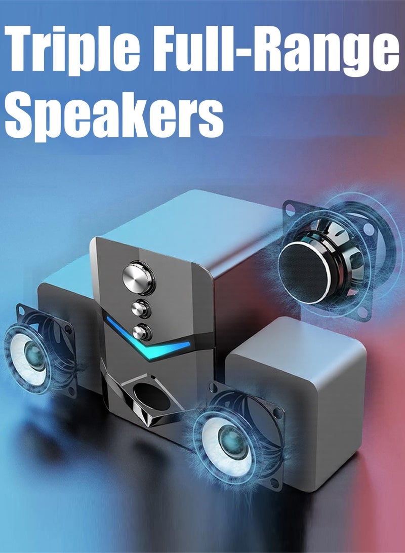 ليون هوم سماعات كمبيوتر ثنائية الوضع (بلوتوث/سلكي) - صوت سينمائي 3D مع ووفر منفصل قوي، نظام تردد مزدوج (عالٍ/منخفض مستقل) - متوافقة مع اللابتوب/التلفزيون/كمبيوتر مكتبي (تشغيل فوري) - Image 2