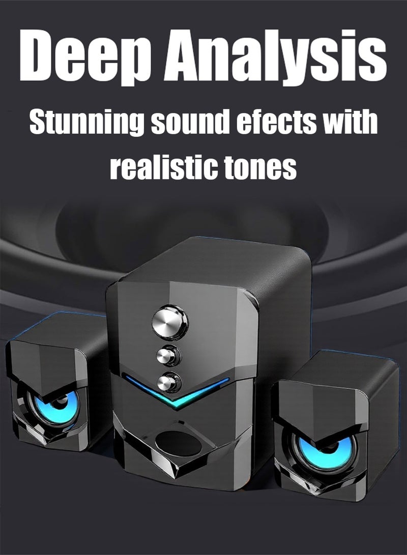 ليون هوم سماعات كمبيوتر ثنائية الوضع (بلوتوث/سلكي) - صوت سينمائي 3D مع ووفر منفصل قوي، نظام تردد مزدوج (عالٍ/منخفض مستقل) - متوافقة مع اللابتوب/التلفزيون/كمبيوتر مكتبي (تشغيل فوري) - Image 3