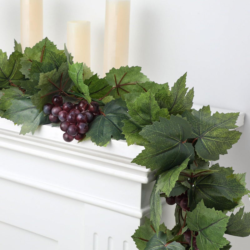 Glitinsel Artificial Grape Leaf Garland Vine Plant for Decoration Fake Greenery Garlands Hanging Leaves with Grapes for Wine Italian Themed Party Decor Wedding Photo Stage Favors 13 ftDark Green - Image 2