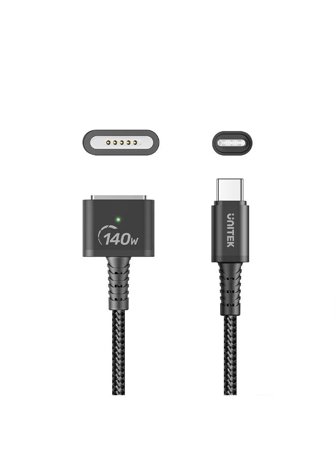 UNITEK USB-C to Magnetic 3 Charging Cable 2M, 140W PD 3.1 Fast Charging, LED Indicator, Braided Cable, MacBook Air/Pro Compatible, C14121BK-2M - Image 2