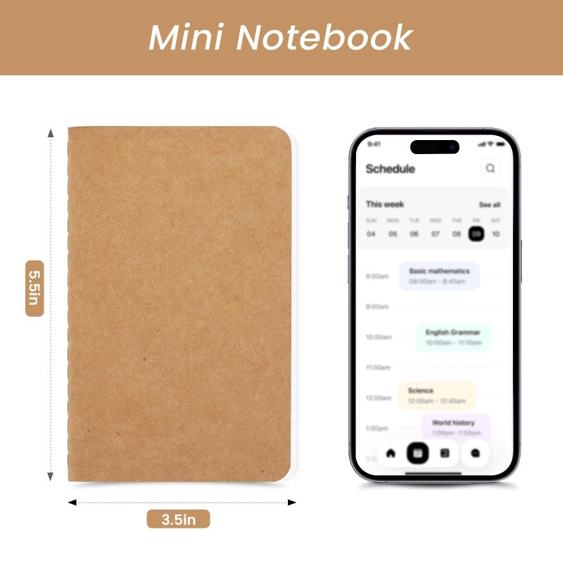Oucaru 32PCS Mini Notebooks Bulk, 3.5" x 5.5", Brown, 60 Pages Lined Paper Small Pocket Notebook Set, Mini Journal Memo Notepads for Students, Traveler, School Office Supplies - Image 2