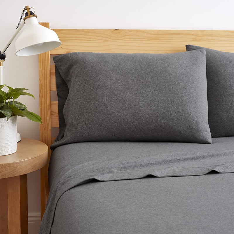 BED INC Road Trip America Jersey Knit Sheet Set - 4 Pieces Queen Cotton Sheets Set - Soft Cozy Stretchy Knit Bed Linen (Dark Grey, Queen) - Image 2