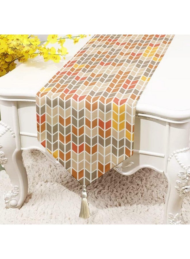 BRICK HOME Geometrical Printed Poly Cotton 4 Seater Table Runner and Bed Runner ( 13 X 60 Inches with Tassel ), X-Small, Metal Grey - Image 1