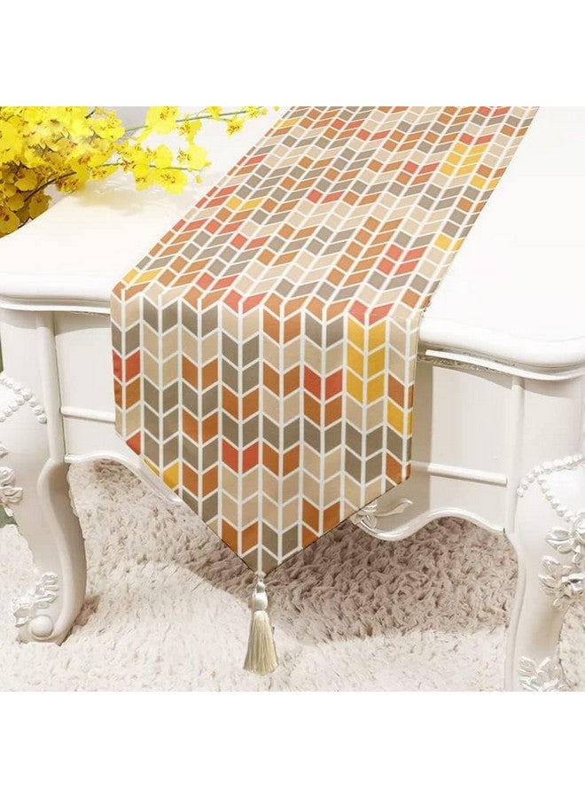BRICK HOME Geometrical Printed Poly Cotton 4 Seater Table Runner and Bed Runner ( 13 X 60 Inches with Tassel ), X-Small, Metal Grey - Image 2