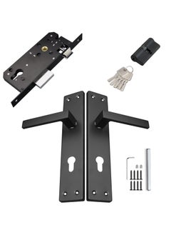 TISMpro Door Handle Lock Set - Aluminum Handle with Lock Body, Cylinder, and 5 Computer Keys with Mounting Screws, TP-7000 Set (Matte Black)  - Image 3