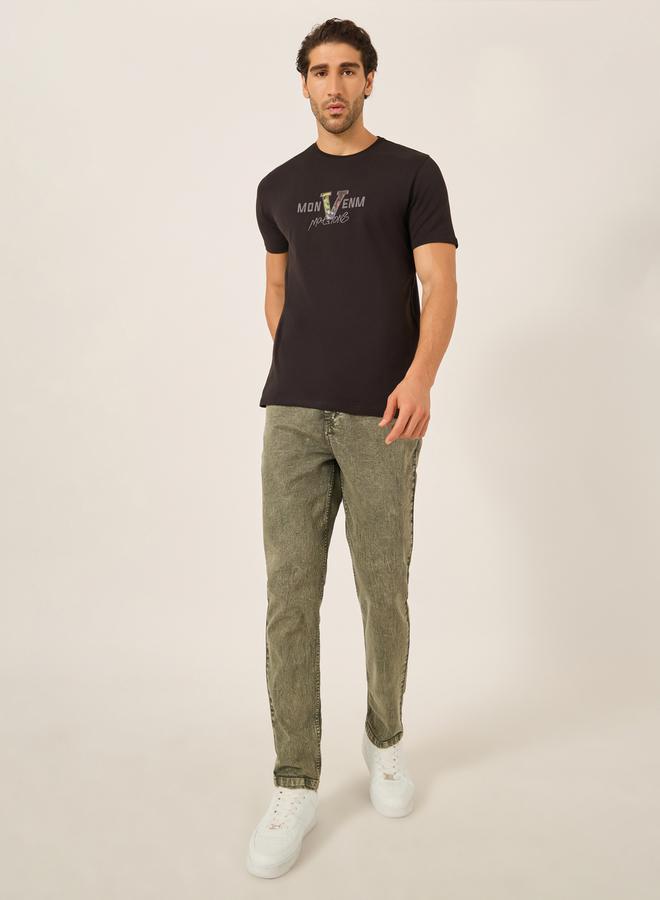 Styli Overdyed Slim Fit Jeans with Stretch  - Image 2